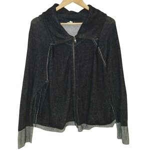 Eileen Fisher Jacket Large Lightweight Organic Cotton Gray Zip Up